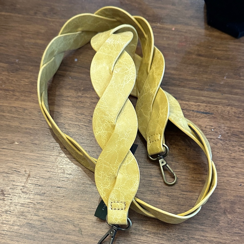 Yellow Braided Leather Bag Strap
